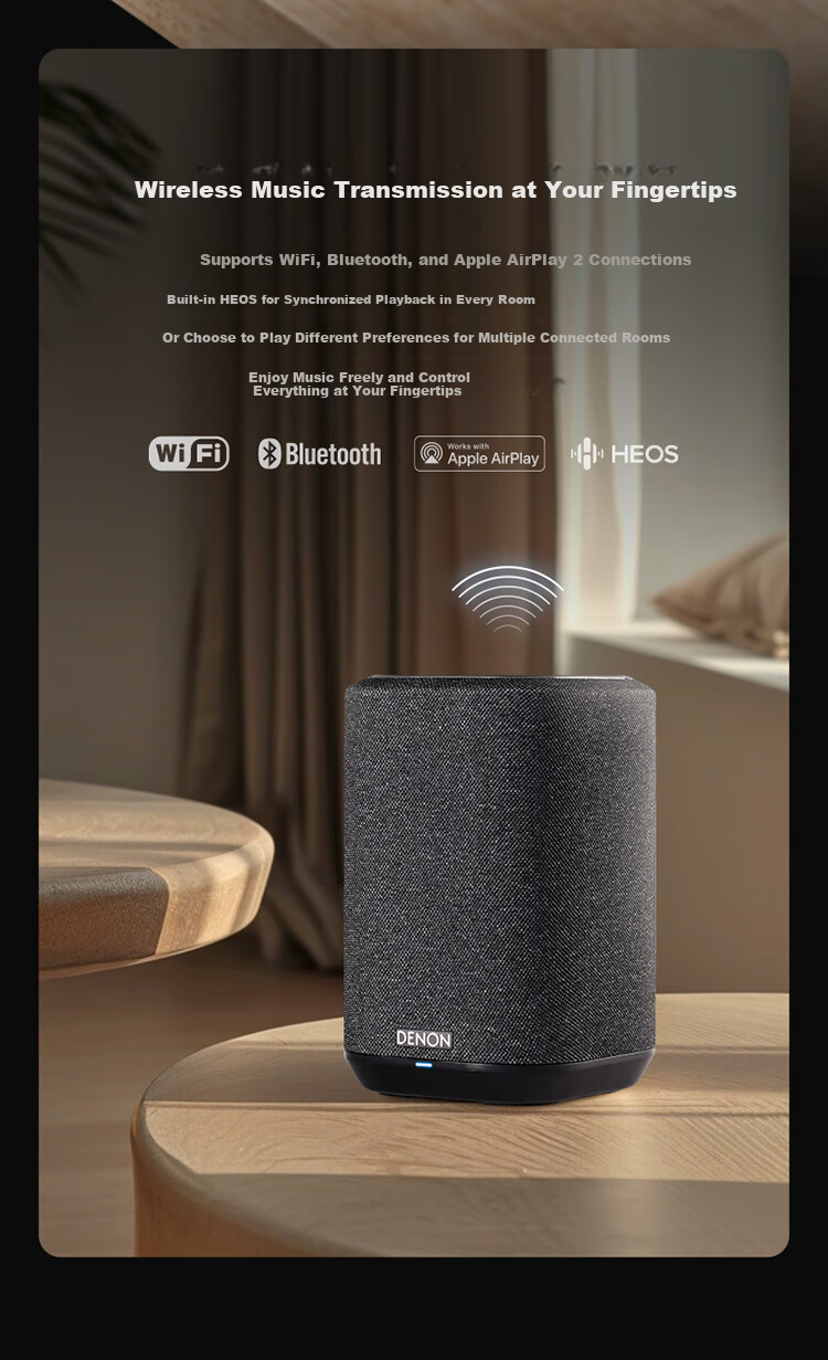 DENON HOME 150 NV Wireless Hi-Fi Speaker, WiFi Bluetooth USB Stereo, Compatible with Aux And Multi-Room Music System, Gift 5