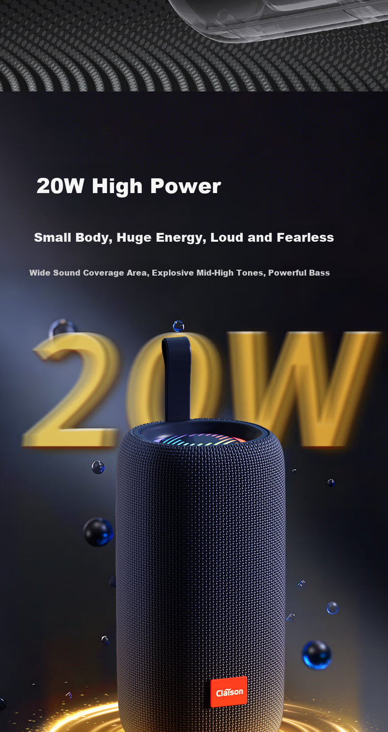 CLAISON T613 2026 New Berlin Sound Portable Bluetooth Speaker AI Tuning Long Battery Life Ambient Lighting IP67 Waterproof Harman-Level Sound 2