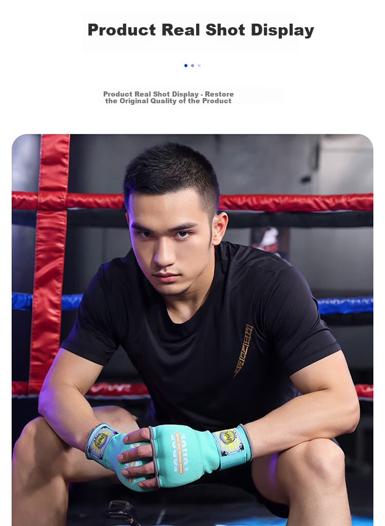Jingpai Gel Fingerless Gloves, Boxing And Muay Thai Hand Wraps, Thickened Boxing Hand Guards for Men And Women, Orange, Size L 11