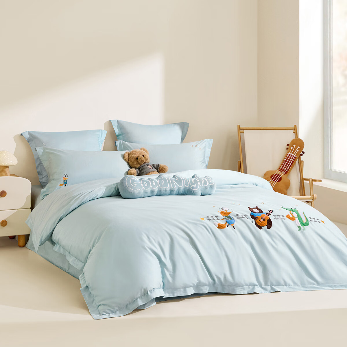 Luolaikids Three-Piece Set, Maternity A-Class 60-Count Ultra-Soft Pure Cotton Dormitory Single Bed Fitted Sheet And Pillowcase, Suitable for 1.2-Meter Bed