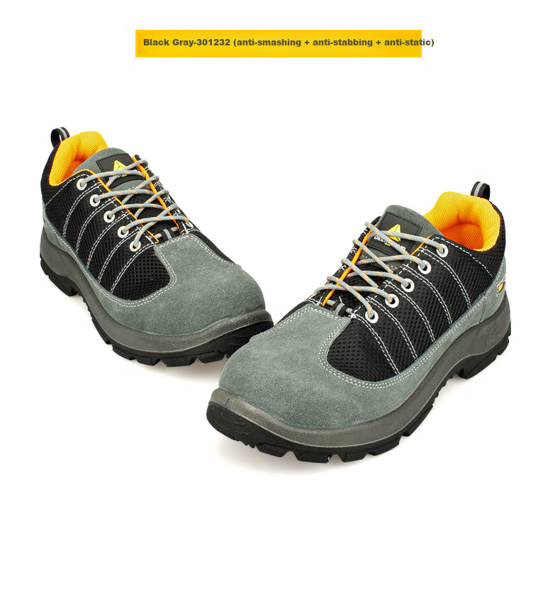 DELTA PLUS Rainbow Breathable Safety Shoes for Men, Steel Toe Cap Anti-Smashing Anti-Puncture Anti-Static Work Boots 301232 Black-Gray Size 43 19