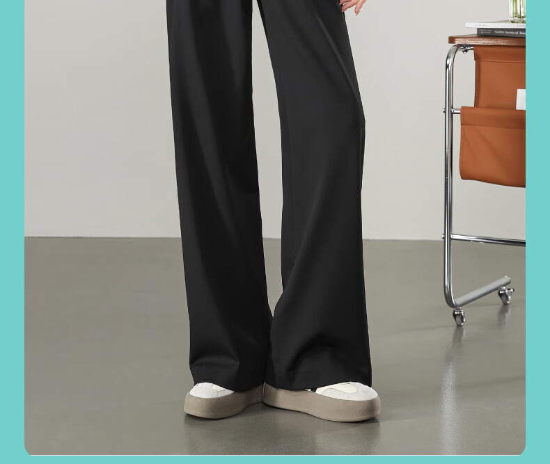 ESE-Y Wide-Leg Suit Pants for Women, Spring 2025 New Style, High-Waisted Draping Slimming Trousers, Black-Standard Size 31 23