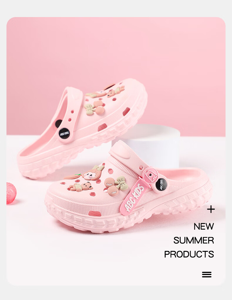 ABC KIDS Girls' Perforated Shoes, Summer Children's Shoes, Cute Girl Beach Sandals, 8603 Pink, Size 40-41 13