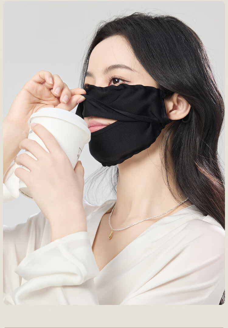 JIUMU Silk Sun Protection Mask for Women Summer UV Protection Breathable Full Face Mulberry Silk Sunshade Mask 14