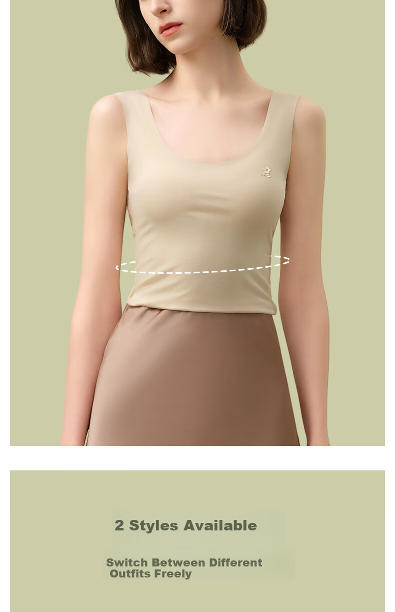 MONTAGUT Seamless Modal Tank Top for Women, Thin Undershirt Camisole Undershirt Vest Undershirt Sports Bra Sweatshirt for Autumn Home Wear 9