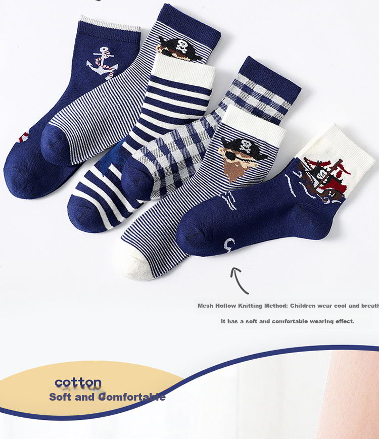 LangSha Children's Socks for Boys, Spring And Summer Cotton Socks, Comfortable Breathable Casual Sports Socks for Boys, Small to Big Kids Mid-Calf Socks 3