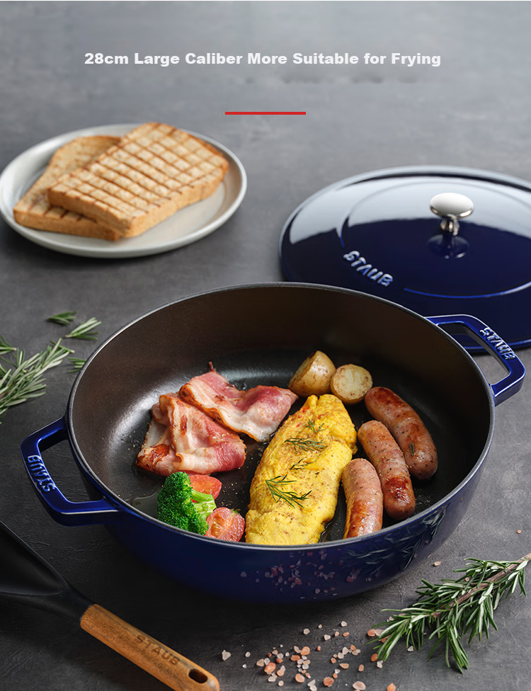 Staub French Imported Whirlwind Nail Pot, Double-Ear Soup Cooking Pot, Seafood Pot, Cherry Red, 28cm, 40511-474 4