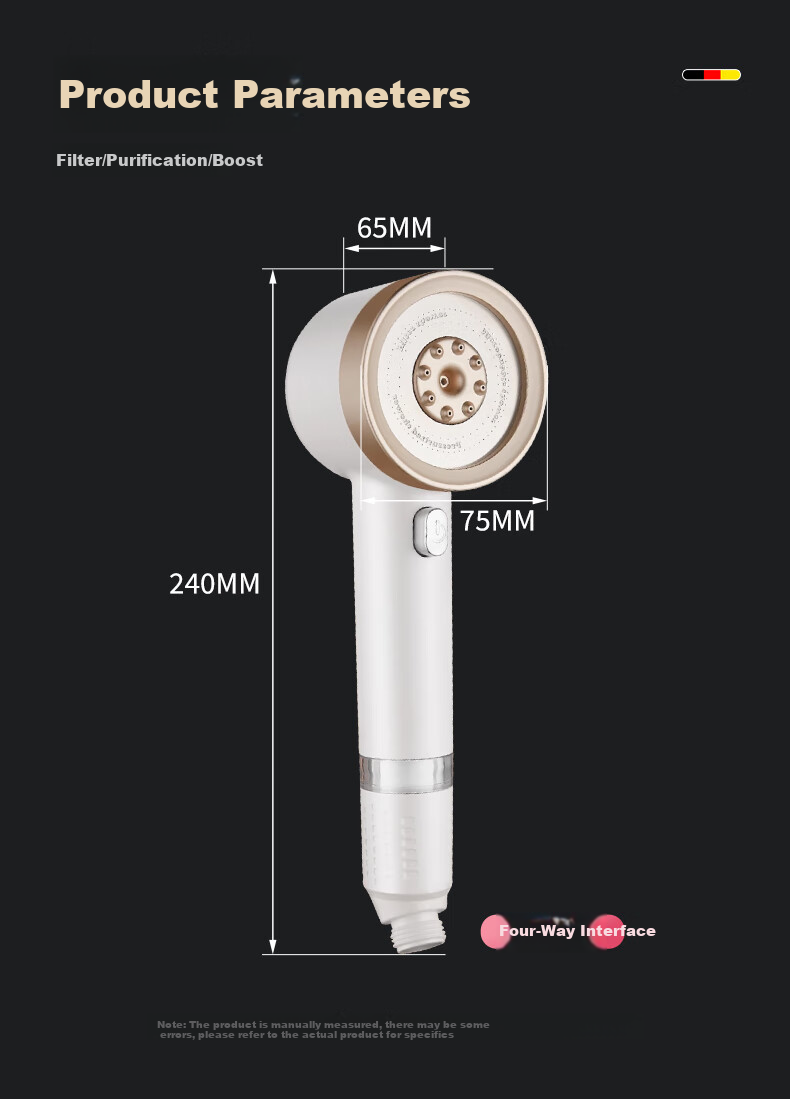 HOMK [Germany] Shower Head LP Series, High-Pressure Filtered Shower, Bathroom Bathing High-Pressure Single-Head Sprayer, LP79 1