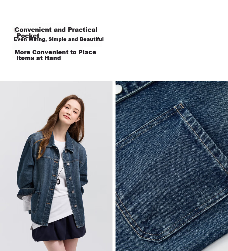 Semir Women's Denim Jacket Short Retro Fashion Boxy Jacket 2026 Spring Commuter 109126108005 17