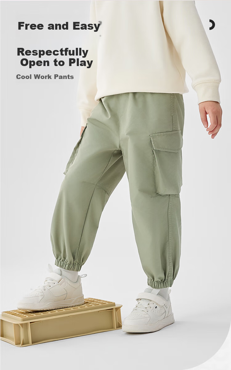 BALABALA Children's Clothing, Boys' And Girls' Pants, Spring And Autumn Loose Cargo Pants, Versatile And Fashionable Outdoor Wear 1