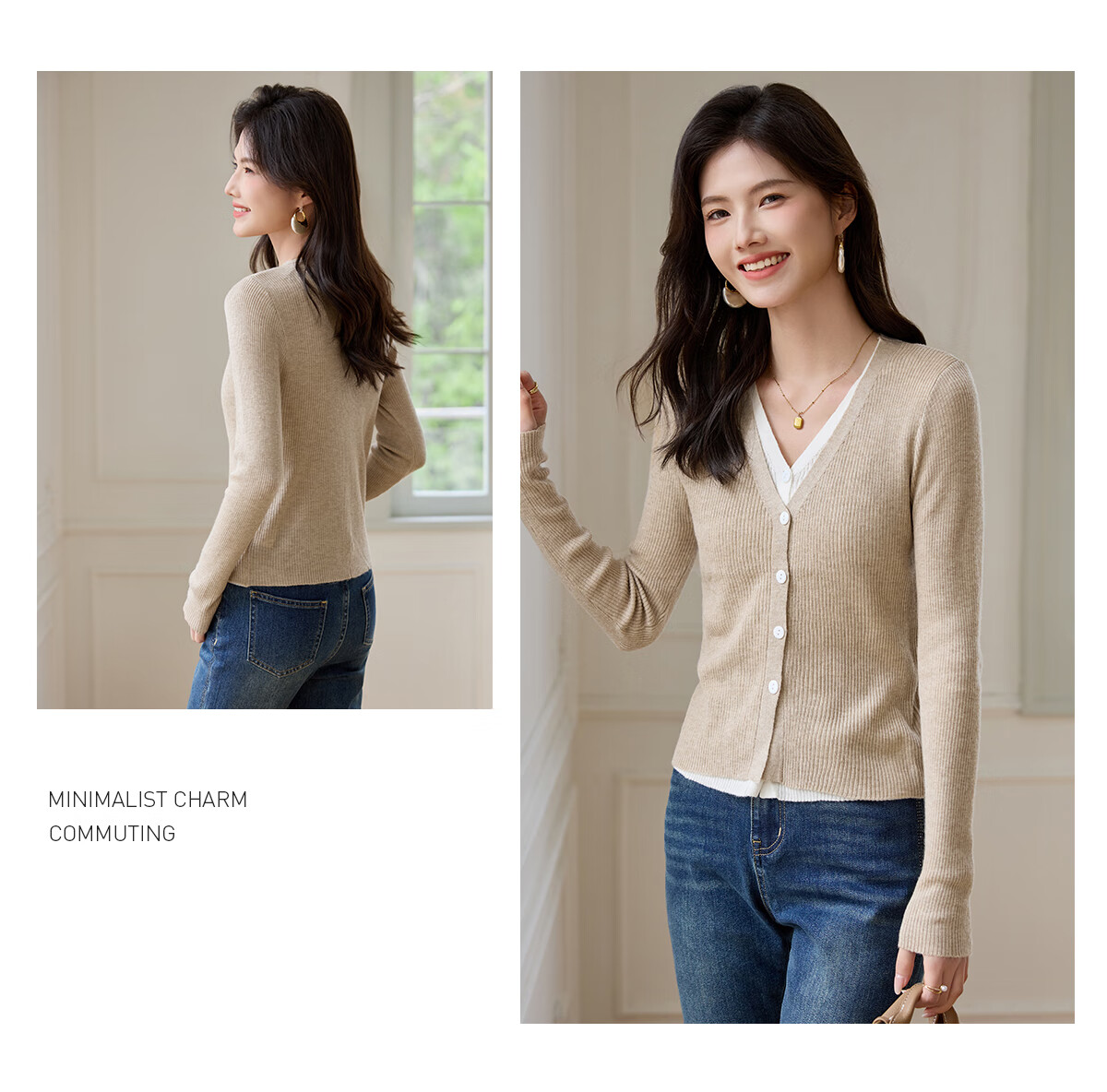 Taxiang Women's Knitted Cardigan with Two-Piece Design for Spring And Autumn, Sweater Cardigan T43Z006 7