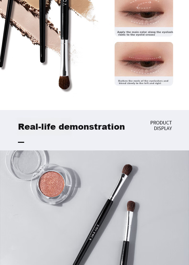 AOLANLA Master Series Small Eyeshadow Brush, Horse Hair Eye Detail Makeup Brush, No. 15 Under-Eye Blending Brush, Single Piece 8