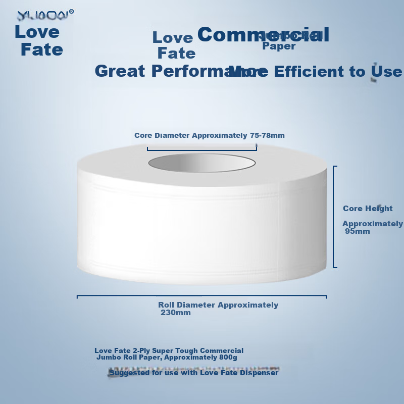 Yuanai Large Roll Toilet Paper, 2-Ply, 800g*12 Rolls, Commercial Use, Large Sheets for Shopping Malls And Hotels, Toilet Paper, Quick-Dissolving Hand Towels, Whole Box