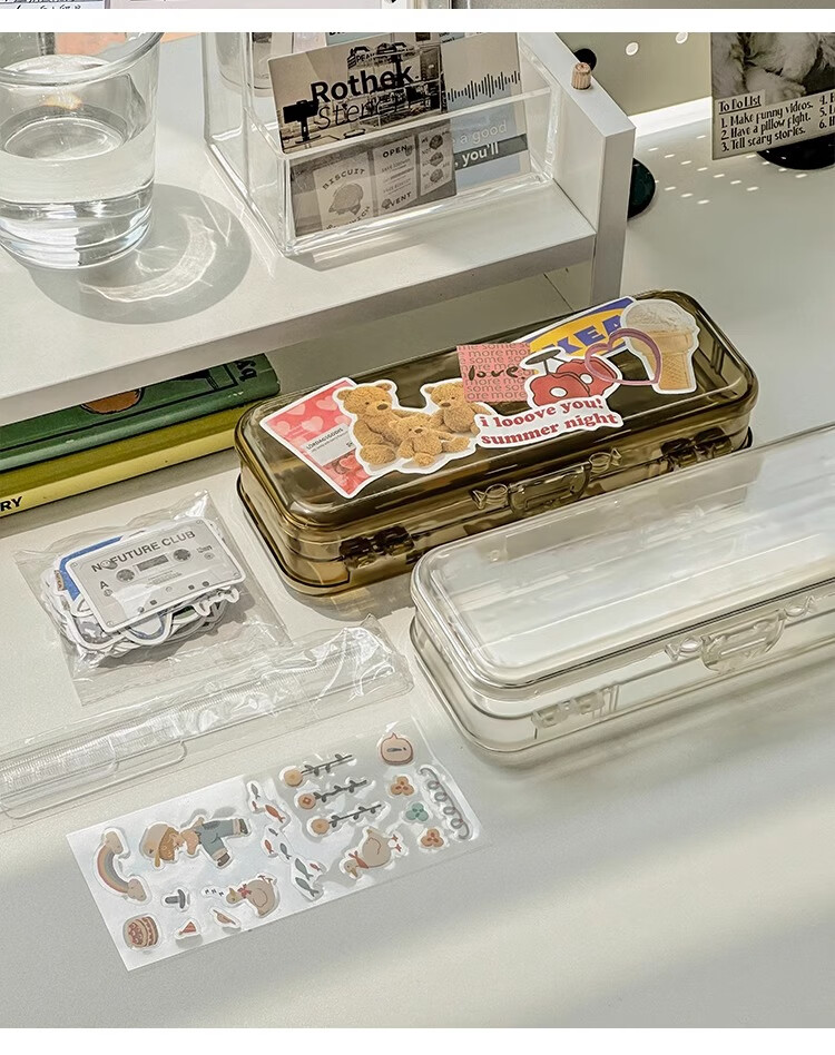 Class 3 Grade 2 Transparent Frosted Pencil Case Large Capacity Student Pencil Box Ins Storage Office Minimalist Transparent Version 5