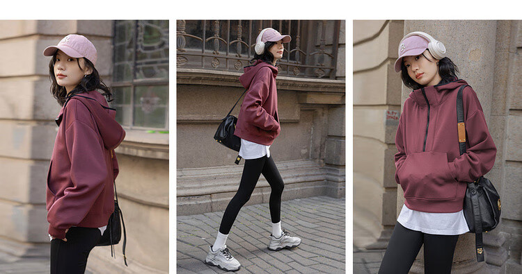 Dme [Urban Outdoor] Spring Sports Color-Block Hoodie with Drawstring Collar, Loose And Comfortable, Slimming Women's Sweatshirt 3