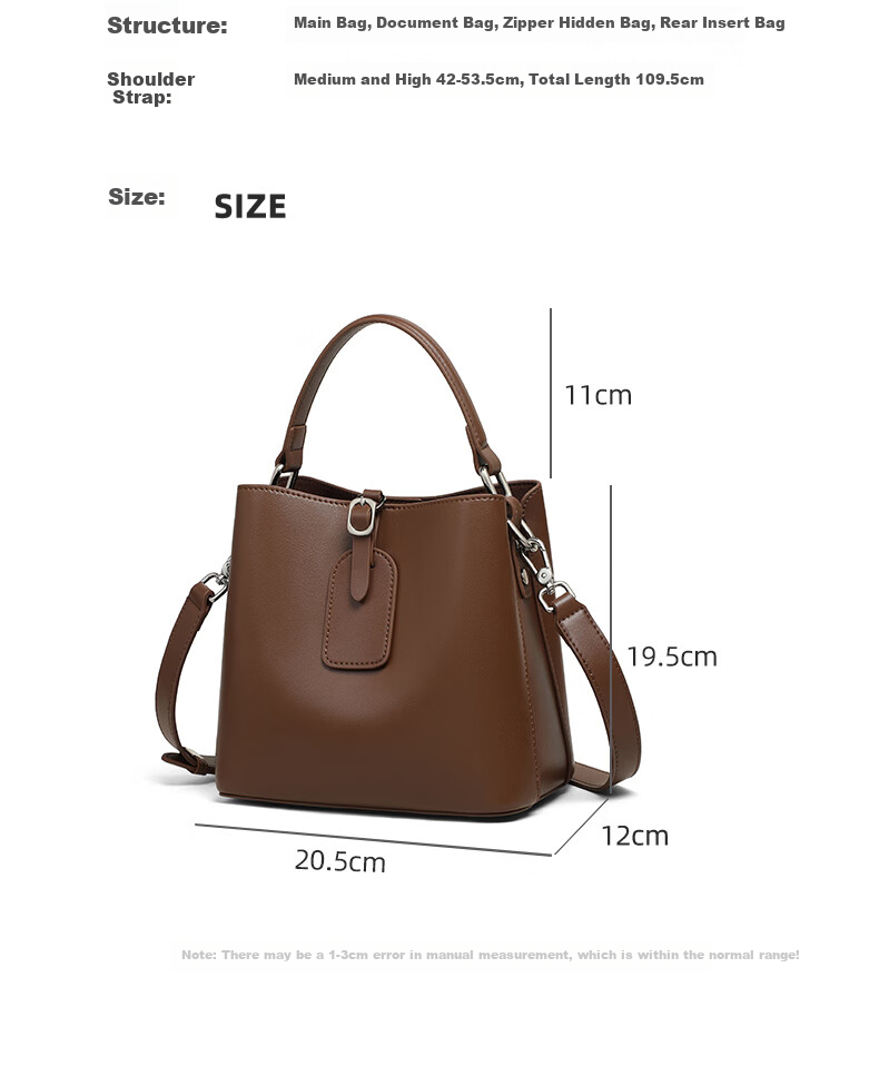 Viney Leather Handbag, Large Capacity Bucket Bag for Women, Tote Bag with Handles And Crossbody Strap, Practical Birthday And Mother's Day Gift for Mom 6