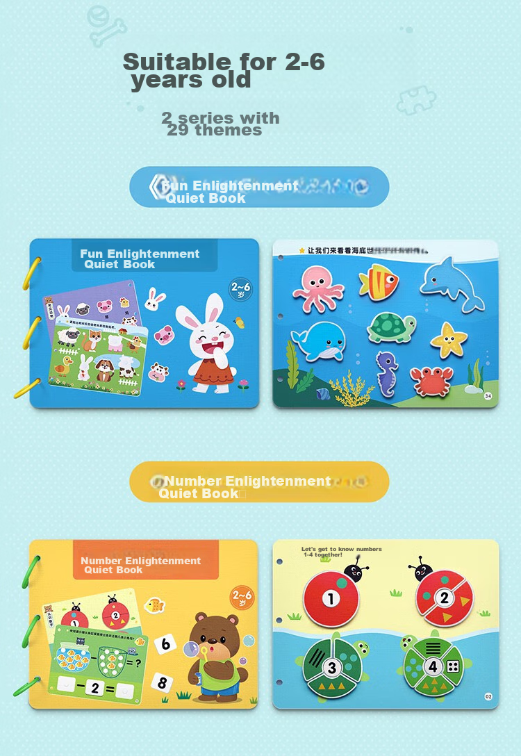Mimeng Baby Quiet Book, Tear-Off Book for Infants, Chewable Hand-Tear Book with Stickers, Concentration Training, Early Childhood Education Toy 3