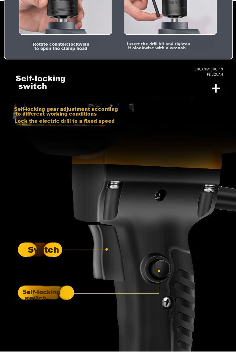 Chuangyi Electric Drill Mixer for Putty Powder, Paint, Cement Mortar, Plastering Machine, Airplane Drill Mixer, Multi-Functional 8