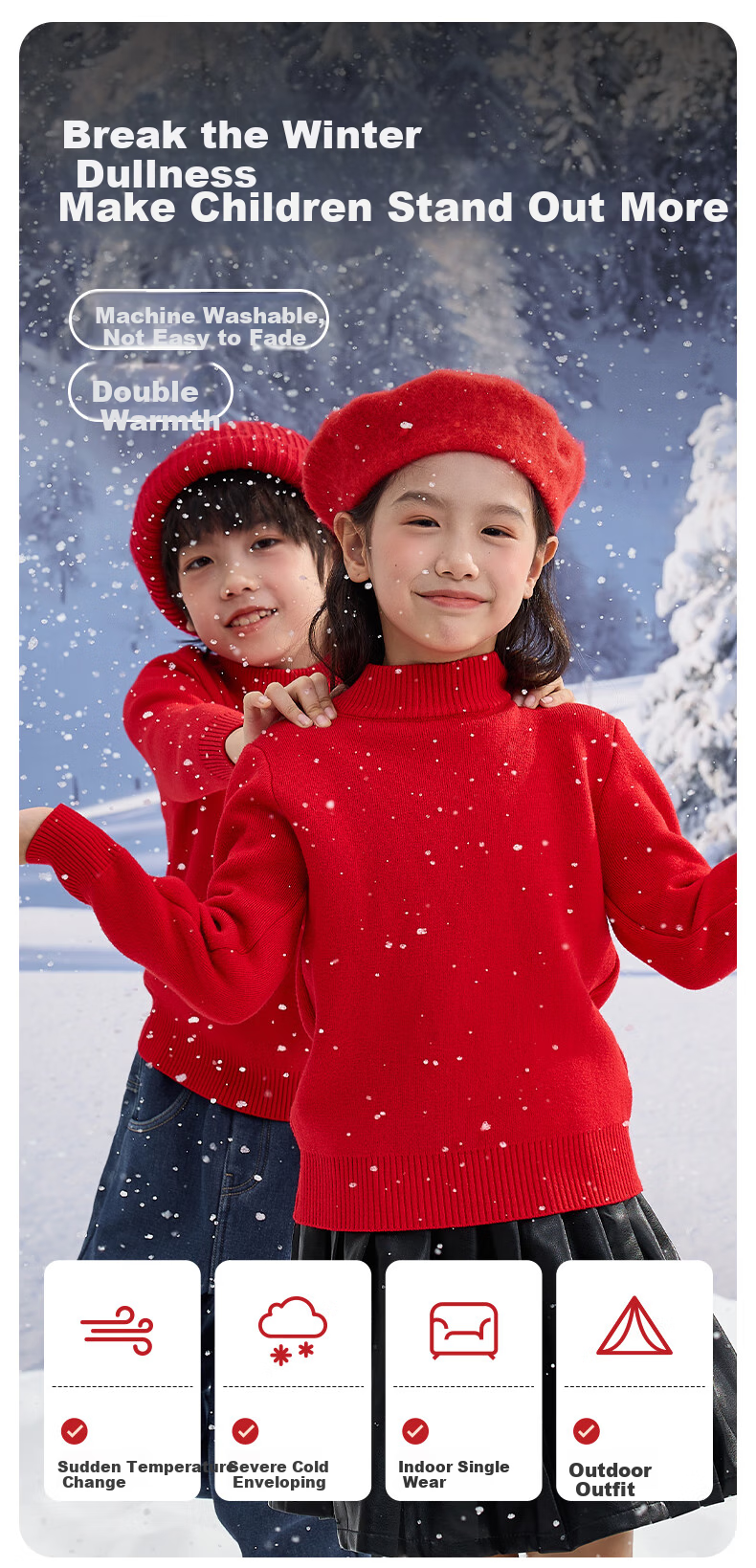 Jeanswest Children's Clothing, Kids' Sweater Autumn And Winter 2026 Horse Year Red Knitted Sweater, Big Kids' New Year Outfit, Girls' Zodiac Year Clothing 6