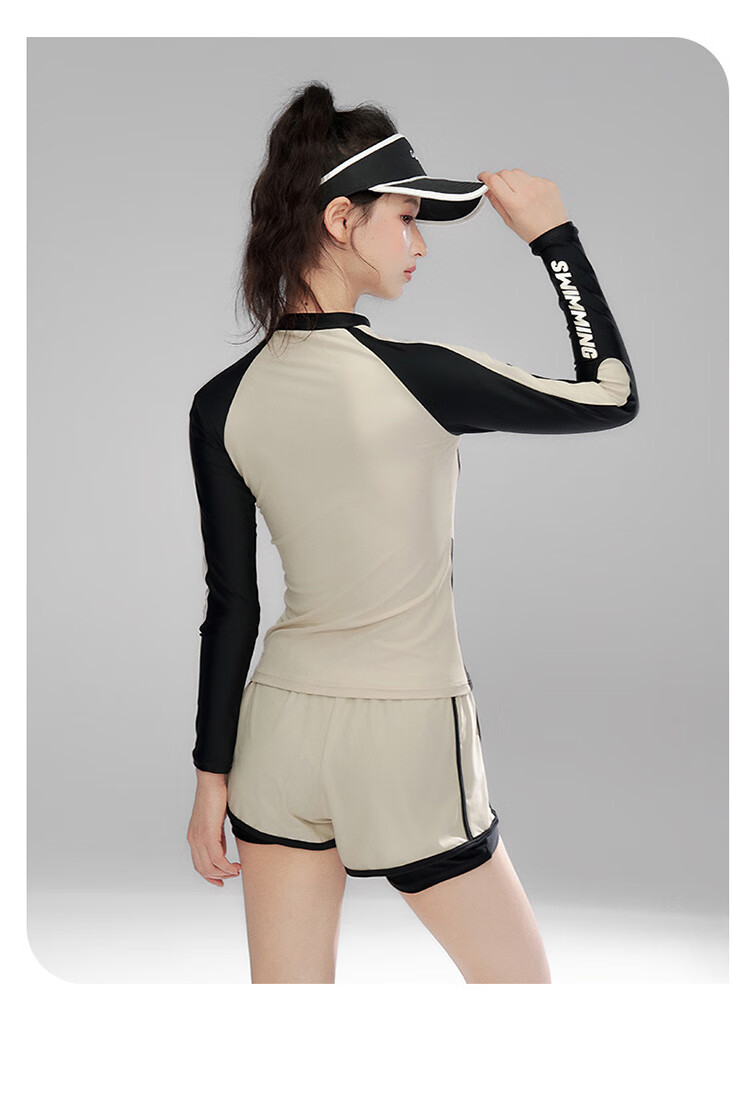 Sanqi Women's Two-Piece Swimsuit with Long Sleeves, Plus Size, Tummy Control, Slimming, Conservative Boyshort Style for Hot Springs, Surfing, Snorkeling, Swimming 3XL 11