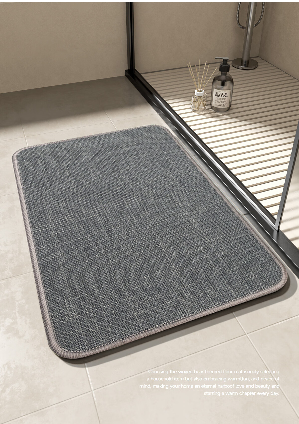 Quatrefoil Absorbent Bath Mat, Non-Slip Mat for Bathroom, Home Entrance, Toilet, Dirt-Resistant Foot Mat, 58*38cm, Sticker Bear Desig 6