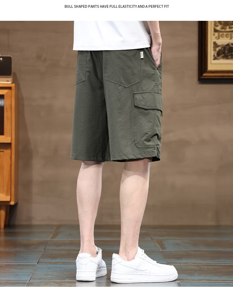 JEEP High-End Ice Silk Cargo Shorts for Men, 2026 Summer Loose Casual Pants, Quick-Dry Mid-Length Shorts for Me 10