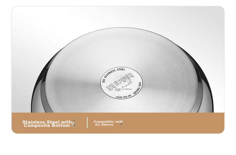 SUPOR 304 Stainless Steel 9L Pressure Cooker, 26cm [Suitable for 4-6 People], Explosion-Proof High Pressure Cooker, Compatible with Induction Cookers, Large Capacity 17