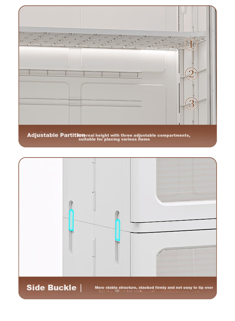 JEKO&JEKO Foldable Storage Cabinet, No Installation Required, Toy Bag Storage Locker, Wardrobe Organizer, Storage Box, 53cm Wide, 3 Layers 14