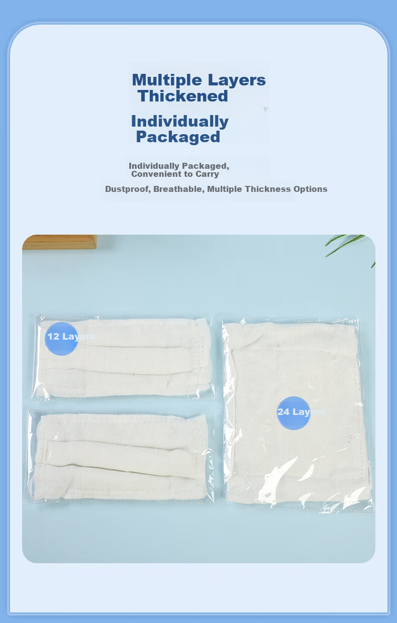 Beifute Gauze Face Mask, Dust-Proof Thickened Cotton Gauze Mask, Degreased Washable Protective Cotton Gauze Mask, 12-Layer 10 Pieces 5