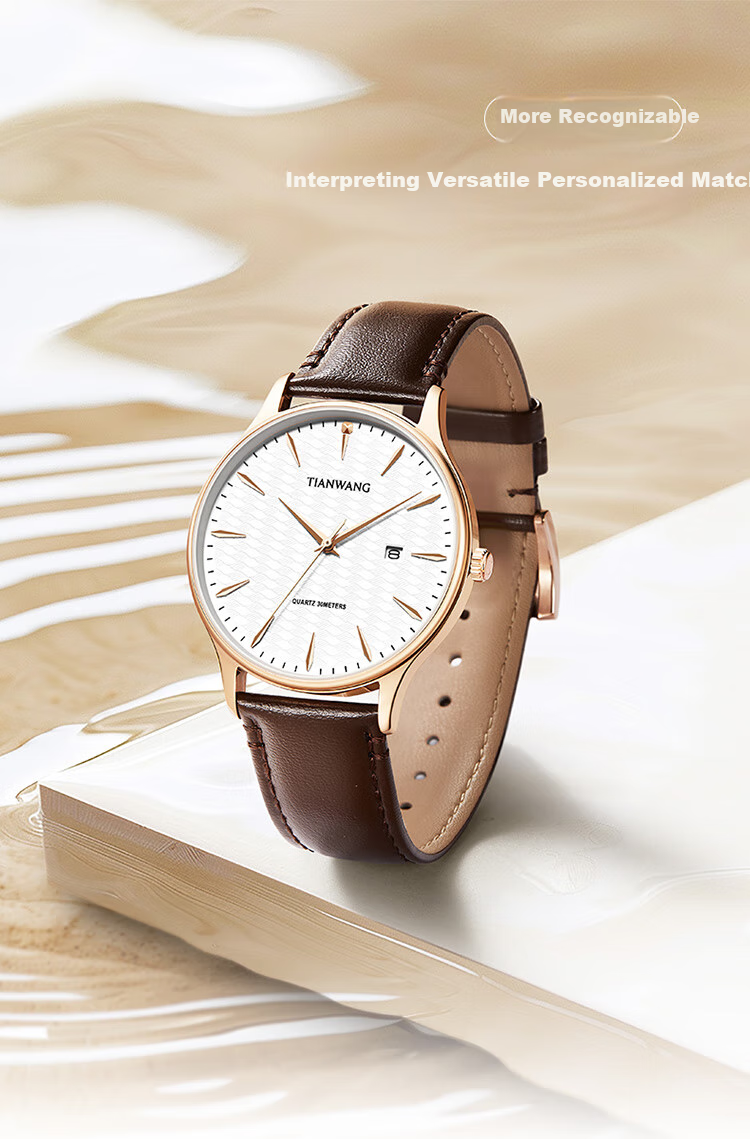 TIAN WANG Women's Watch 38-Section Gift Leather Strap Quartz White Dial Brown Strap LS31541P.D.LC1.W 12