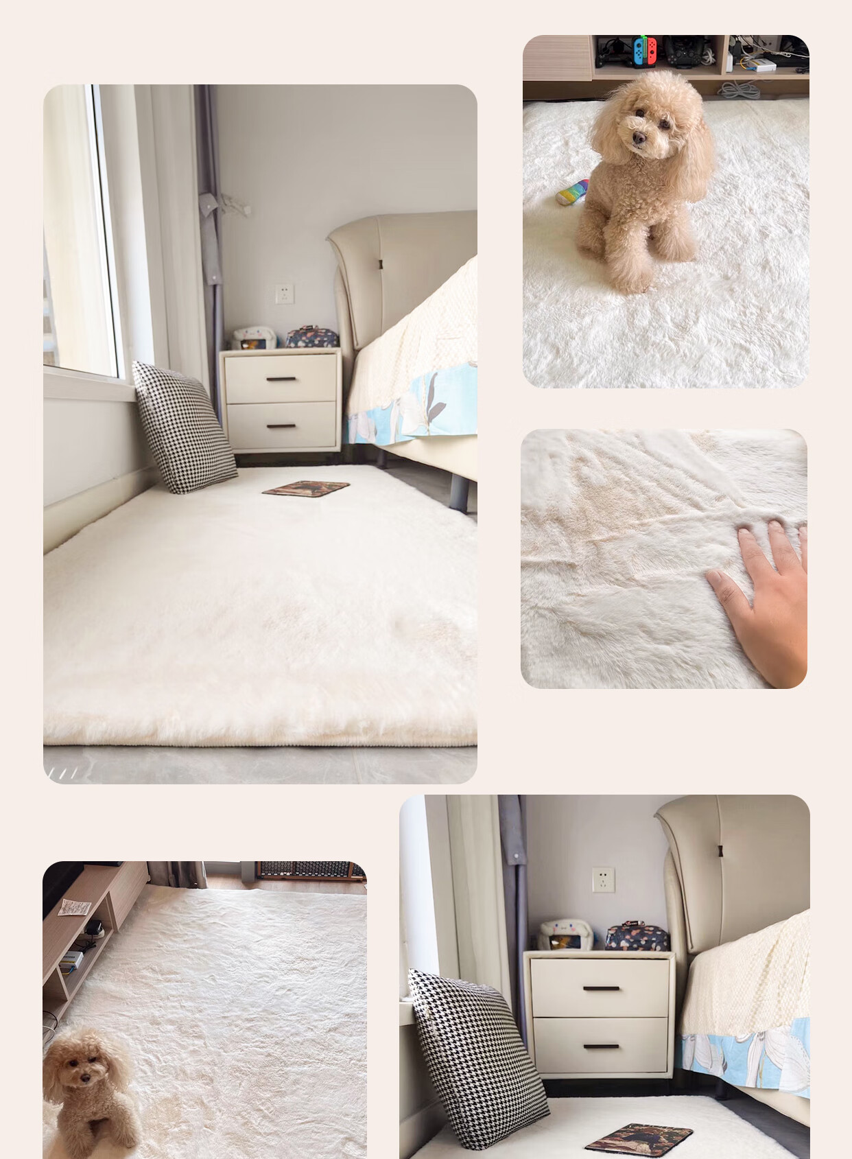 Xinglianxin Bedroom Carpet 2025 New Wash-Free Imitation Rabbit Long Hair Bedside Rug Floor Mat Window Cushion 120*160cm 10