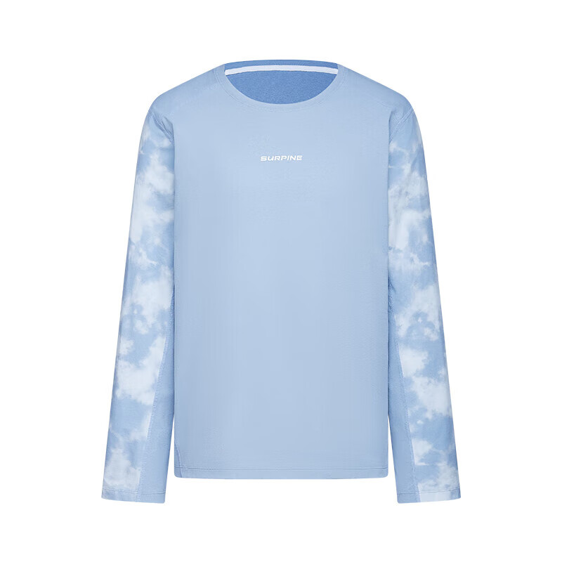 SURPINE Cloud-Walking Series Quick-Dry Sun Protection T-Shirt, Moisture-Wicking Outdoor Hiking Climbing Long Sleeve for Men, Light Mist Blue, M