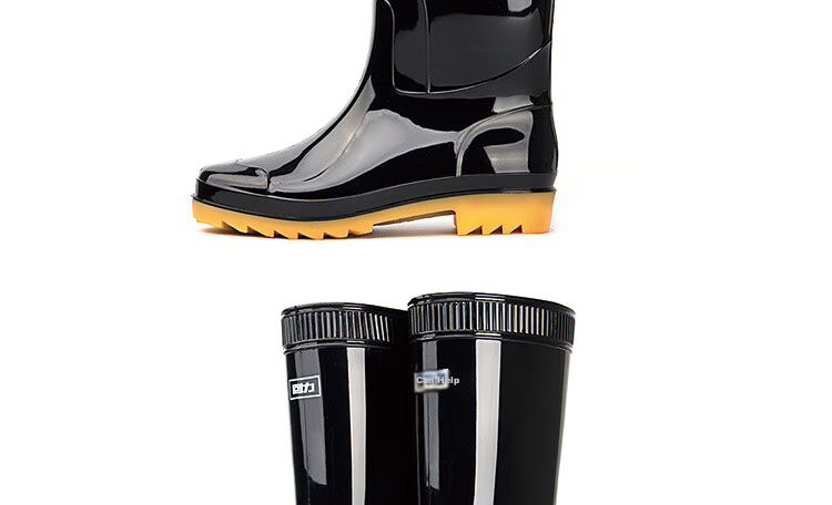 Warrior Rain Boots for Men, Waterproof Shoes, Non-Slip Wear-Resistant Rubber Shoes, Lightweight Chef Shoes, Rain Boots, Overshoes 807, Black Mid-Calf, Size 44 11