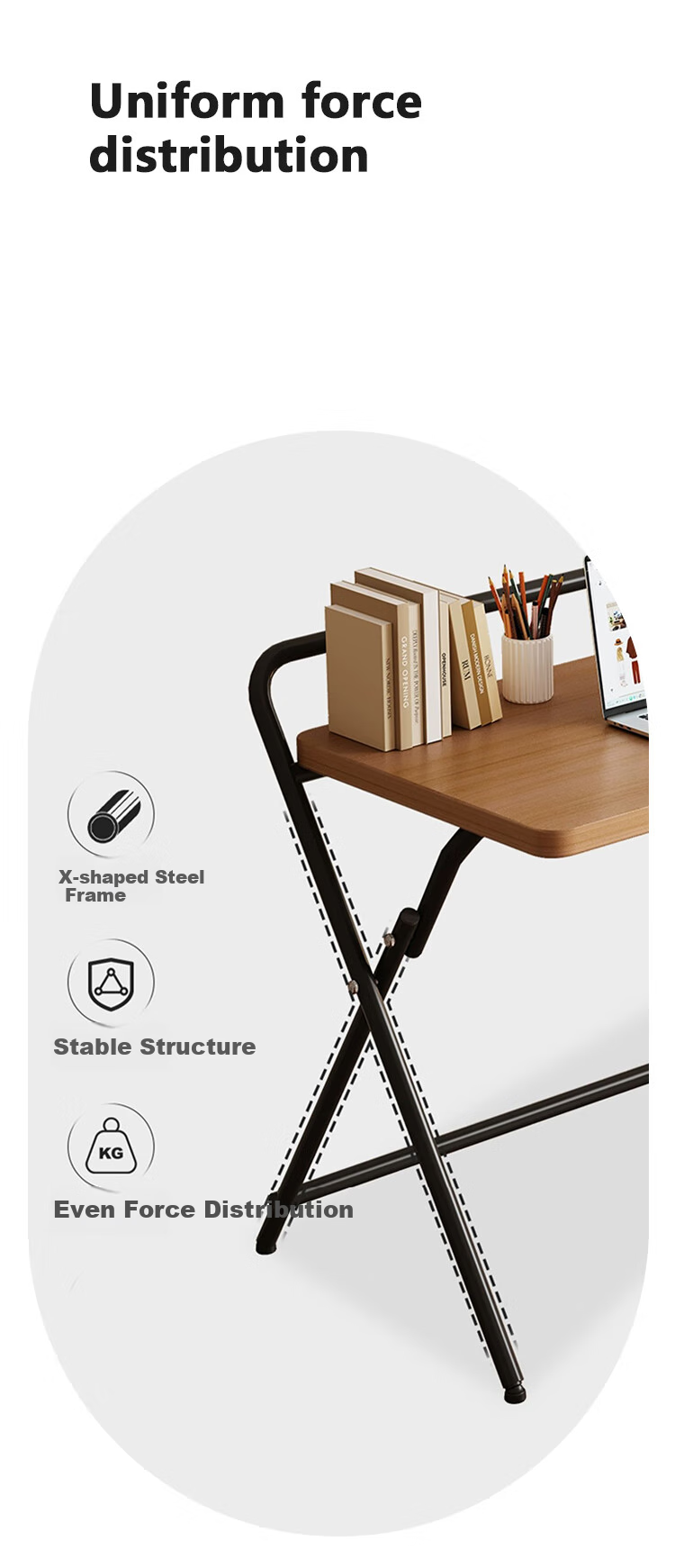Huanaxin Folding Computer Desk, Home Study Desk, Bedroom Writing And Office Simple Table, BGZ812 Walnut, 80cm 4