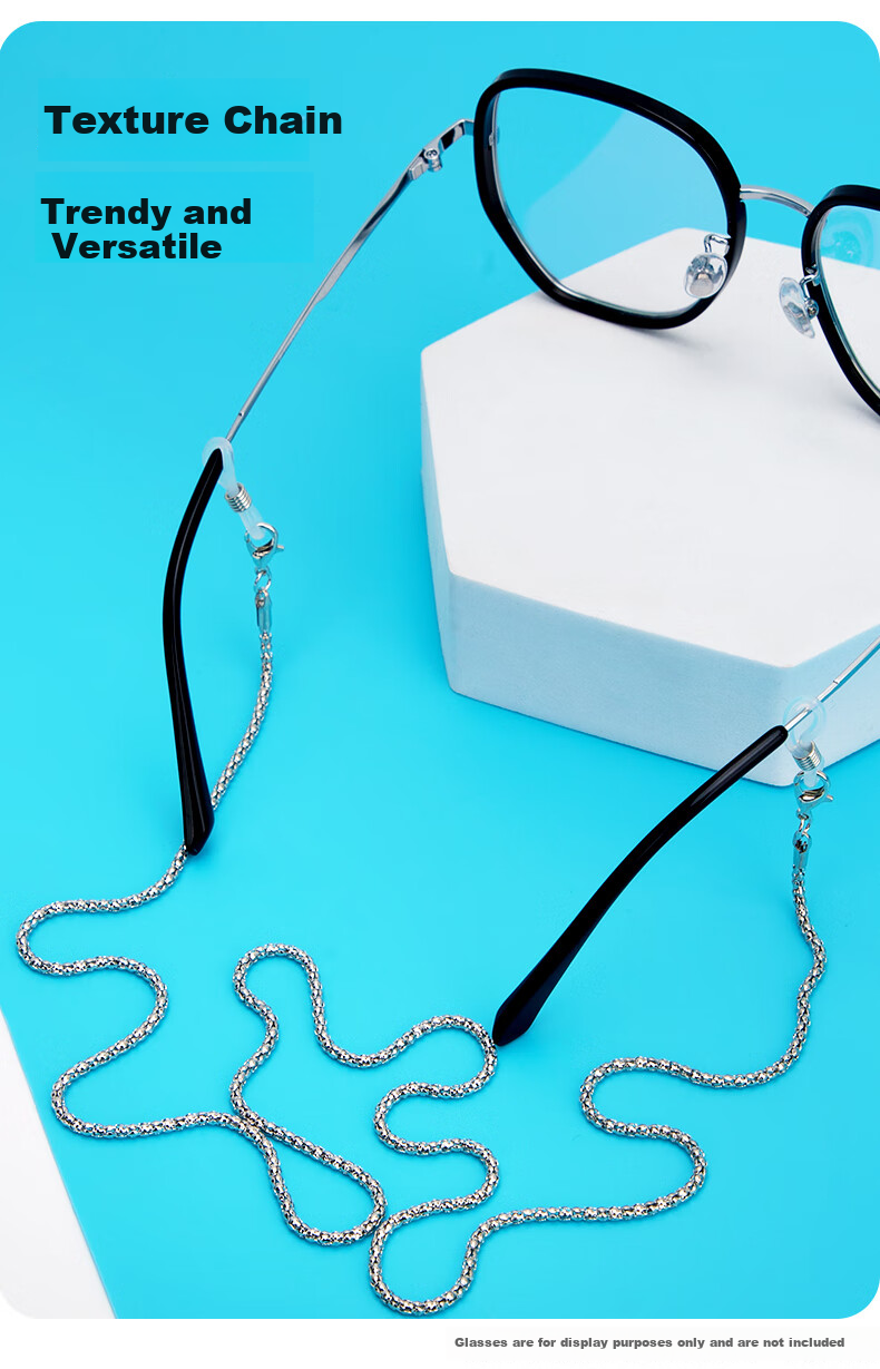 DRATRA Eyeglass Chain for Men And Women, Non-Slip Chain for Sunglasses And Prescription Glasses, Neck Strap, Stainless Steel, Colorfast Snake Chain Lanyard 8