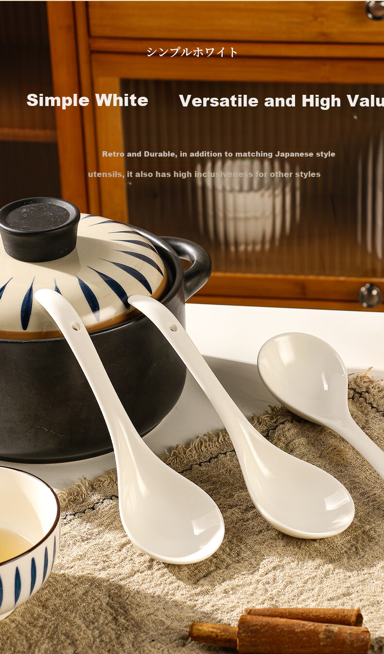 Guangyi Ceramic Large Ladle with Long Handle, Household Ceramic Soup Spoon, Large Serving Spoon for Soup And Porridge, Tablespoon, Soup Spoon GY8840 9
