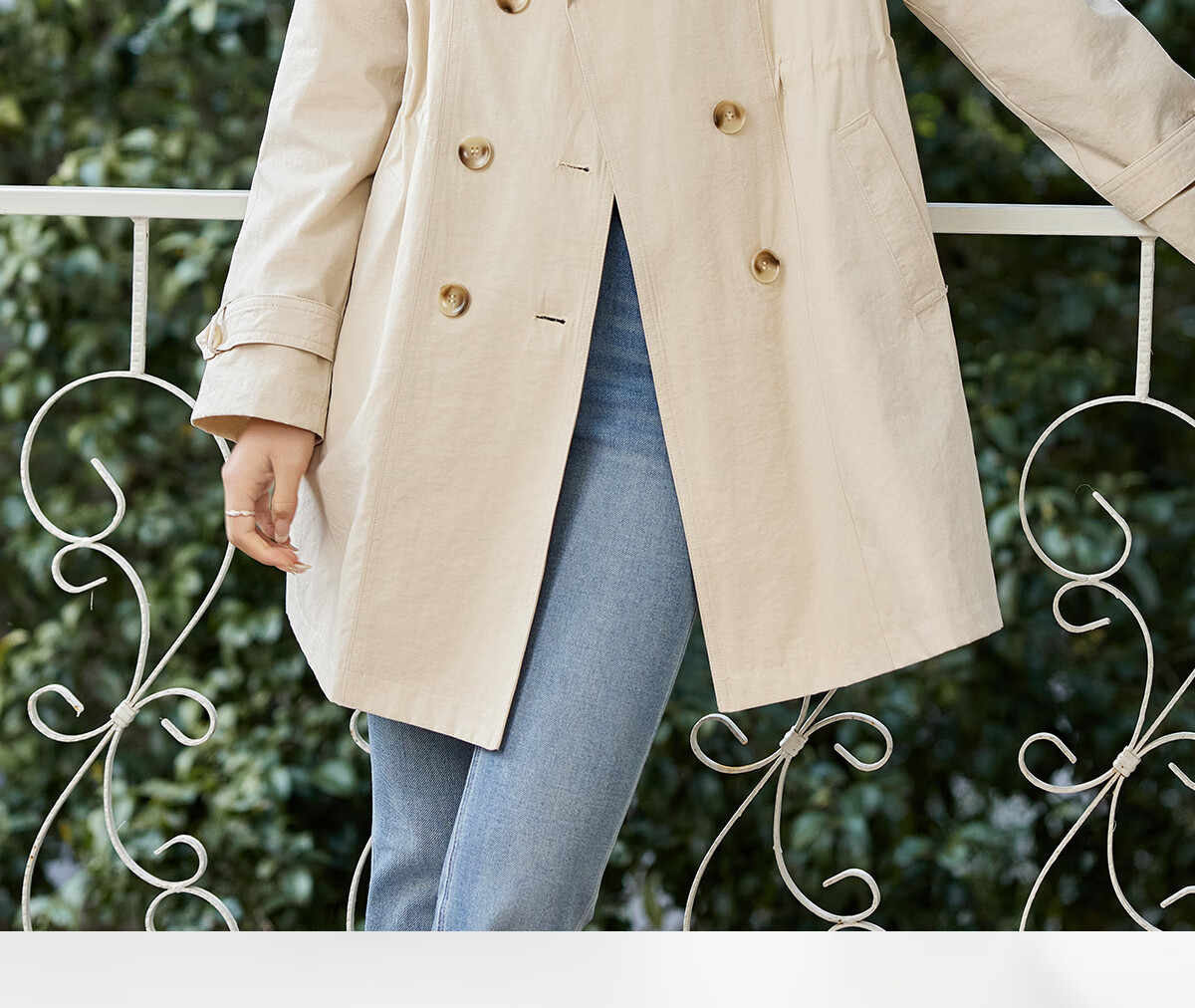 Taxiang Elegant Windbreaker Jacket for Women, Khaki Color, Mid-Length Coat, Spring And Autumn Thin Casual Outerwear T51D021 4