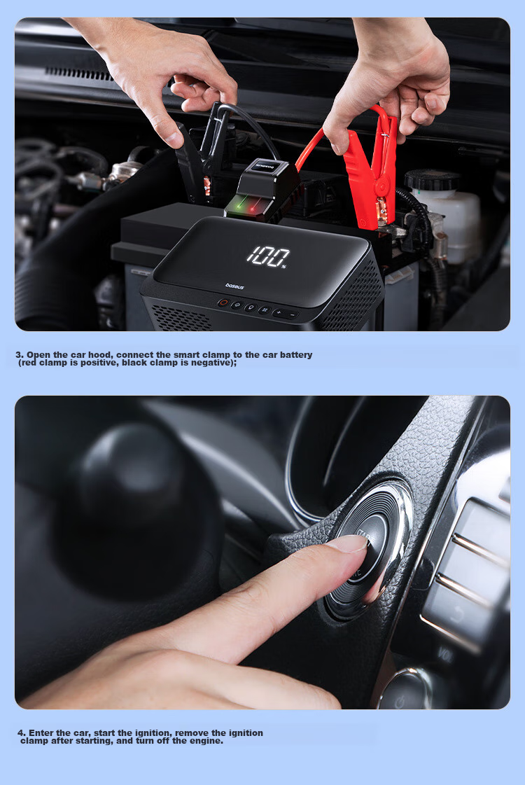 Baseus [National 3C Certified], Car Emergency Jump Starter Air Pump All-In Device, Portable Power Bank for Outdoor Use 18