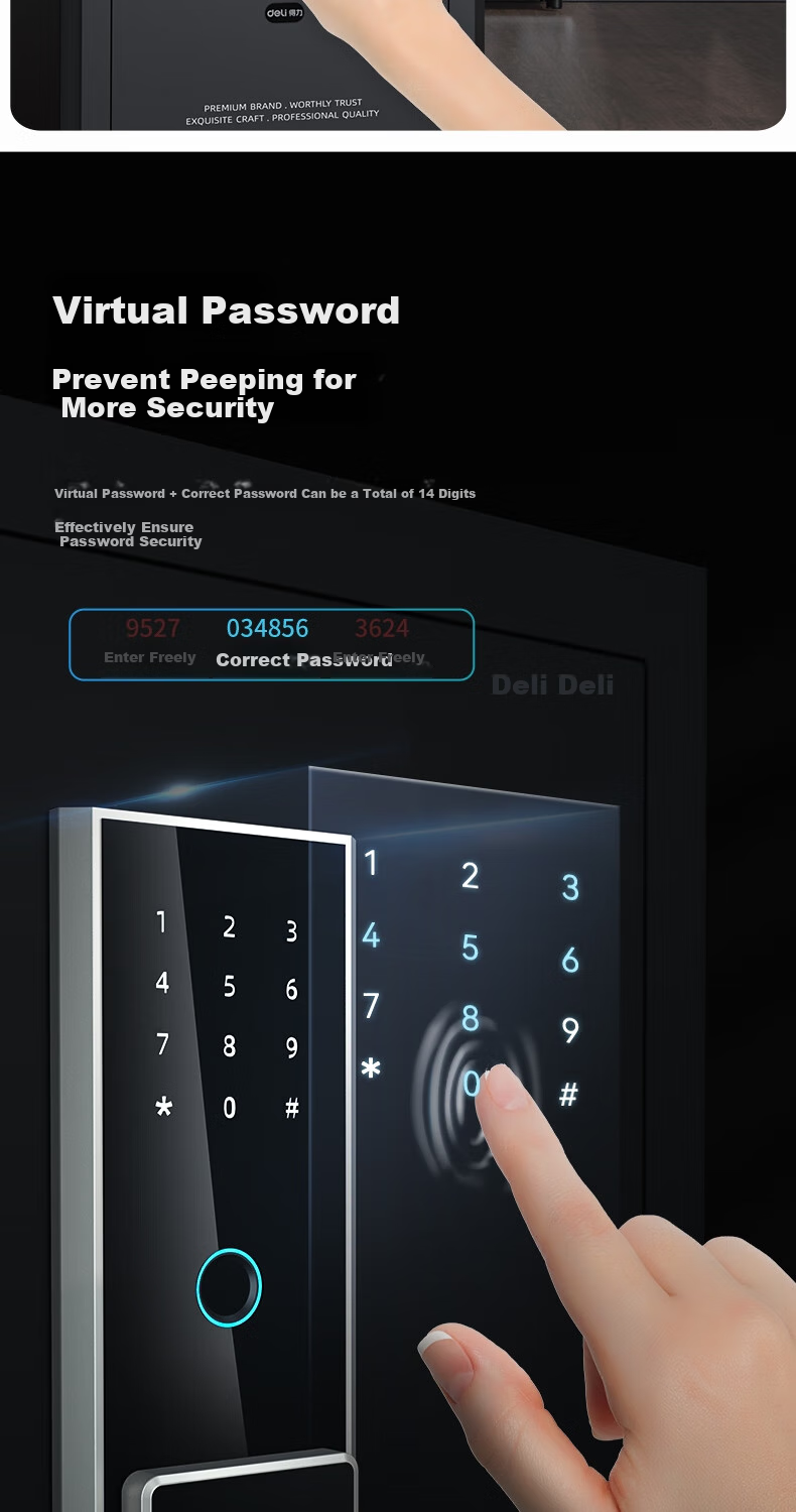 Deli Safe, Home Smart WiFi Fingerprint Password Security Box, Small All-Steel Anti-Theft Storage Cabinet, Can Be Built into Wall Or Cabinet, Password Lock Box, 45cm Obsidian Black, Hongya Series 7