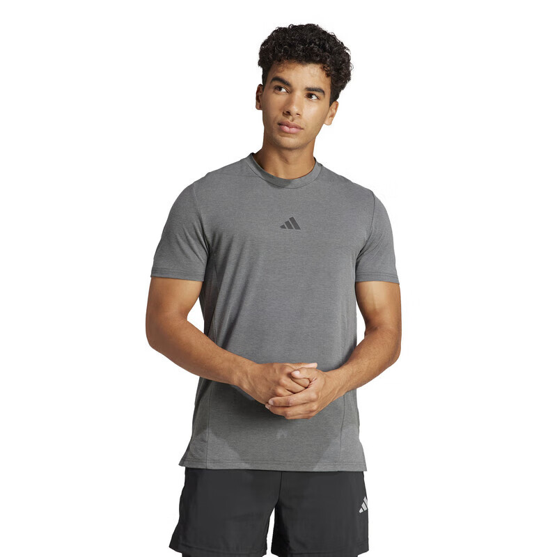 Adidas Men's Summer Training Quick-Dry Sports Slim-Fit Short-Sleeve Round Neck T-Shirt IS3809