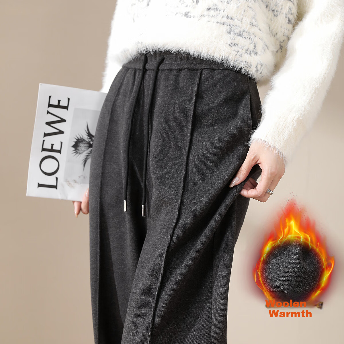 Dme [Mid-Rise Design to Make Legs Look Straight And Long] Lazy Loose-Fitting Wide-Leg Pants, Soft And Skin-Friendly Glutinous Rice Pants