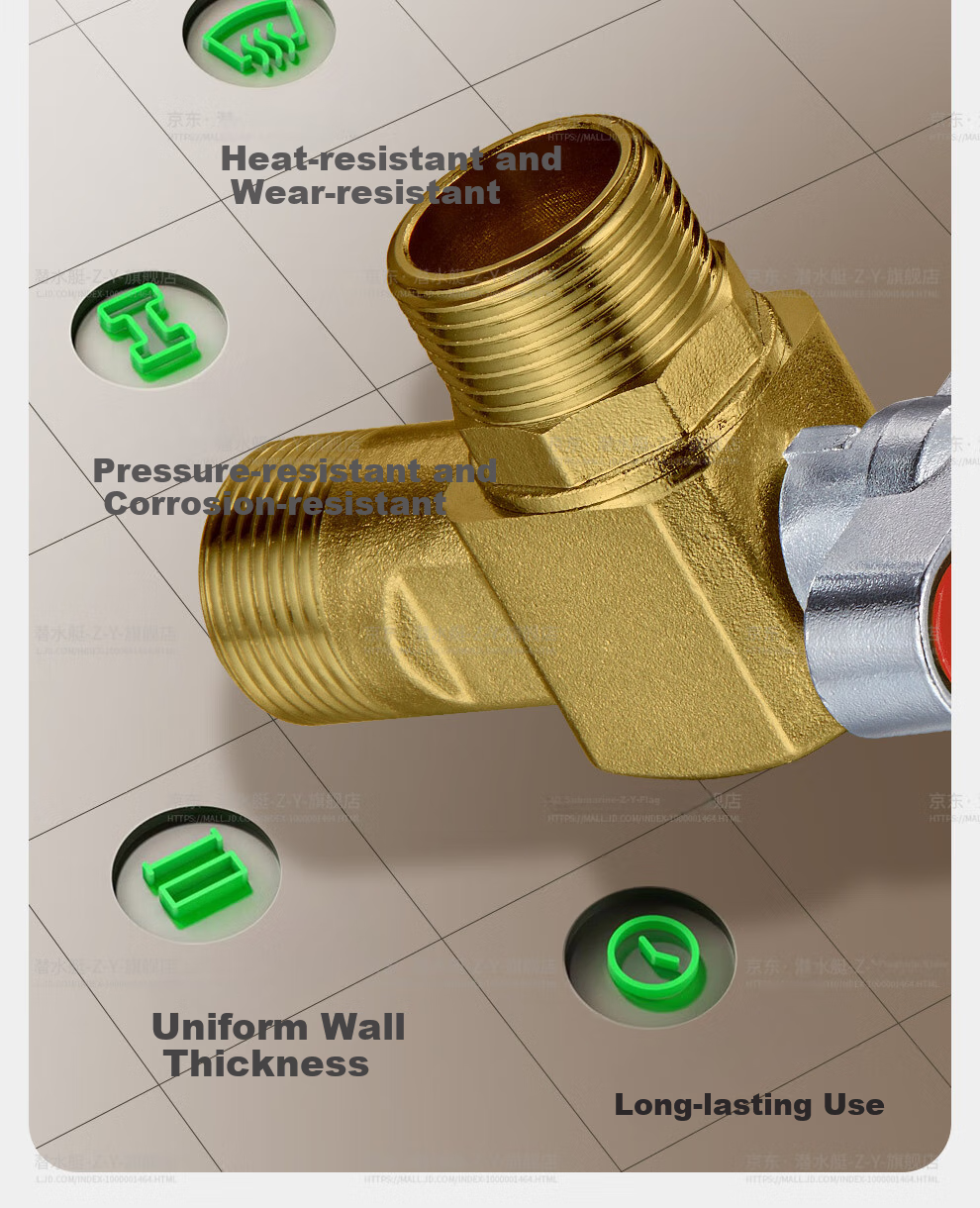 Submarine F1046A Brass Ball Valve, Full-Open High-Flow Copper Valve Core for Gas Water Heater, Floor Heating, Wall-Mounted Boiler Hot Water Valve 6