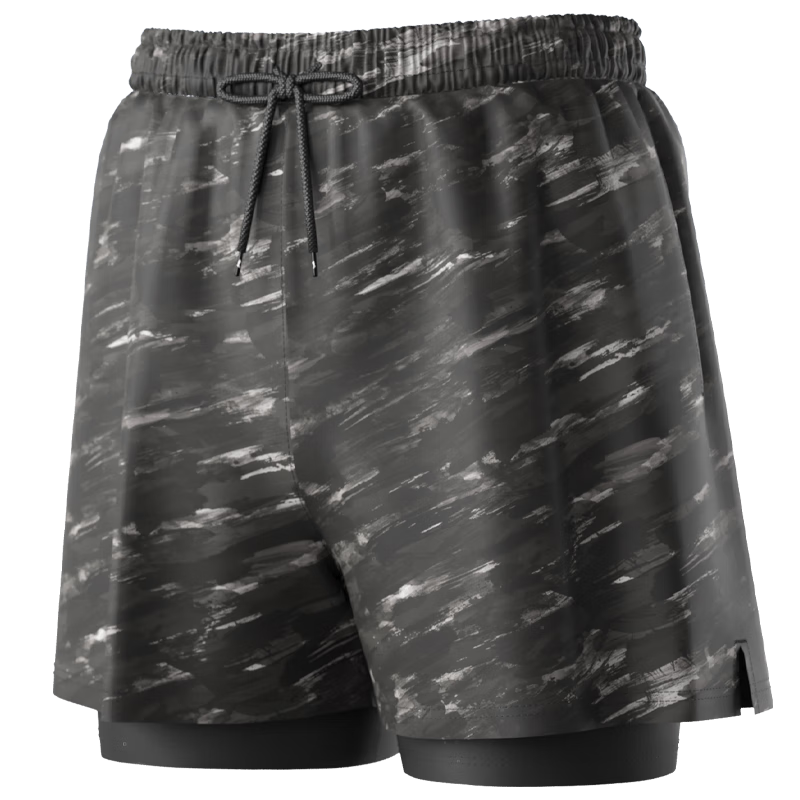 LI-NING Men's Anti-Embarrassment Five-Point Double-Layer Swim Trunks Comfortable High Elasticity Dual-Use Beach Shorts 049 Black Gray 2XL