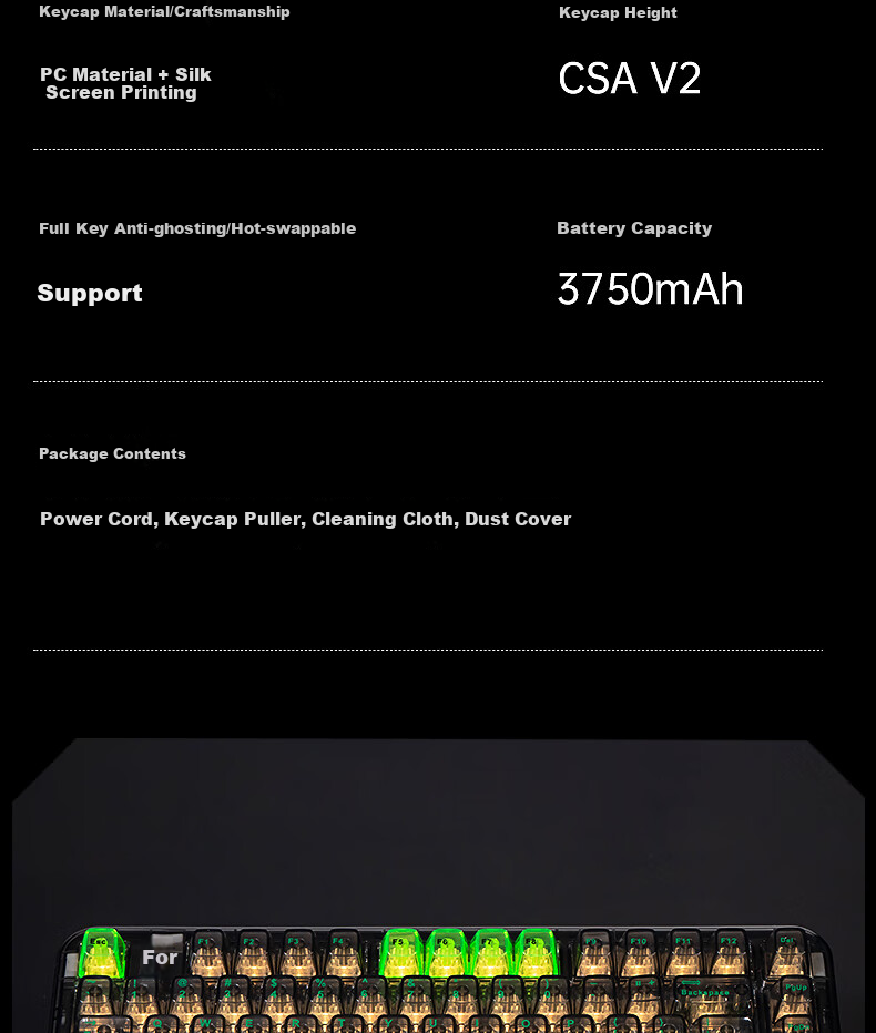 CoolKiller CK75 Super Programmer Wired/wireless/blueTooth Triple-Mode Transparent Customizable Mechanical Keyboard with Ice Blade Switches And Linear Switches 18