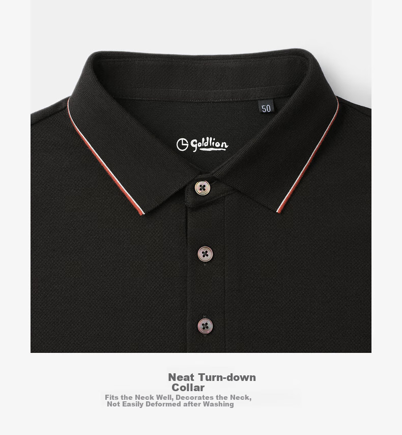 Goldlion [Contains Wool] Autumn And Winter Men's Simple Texture Business Casual Polo Shirt, Dark Brown-97, XX 10