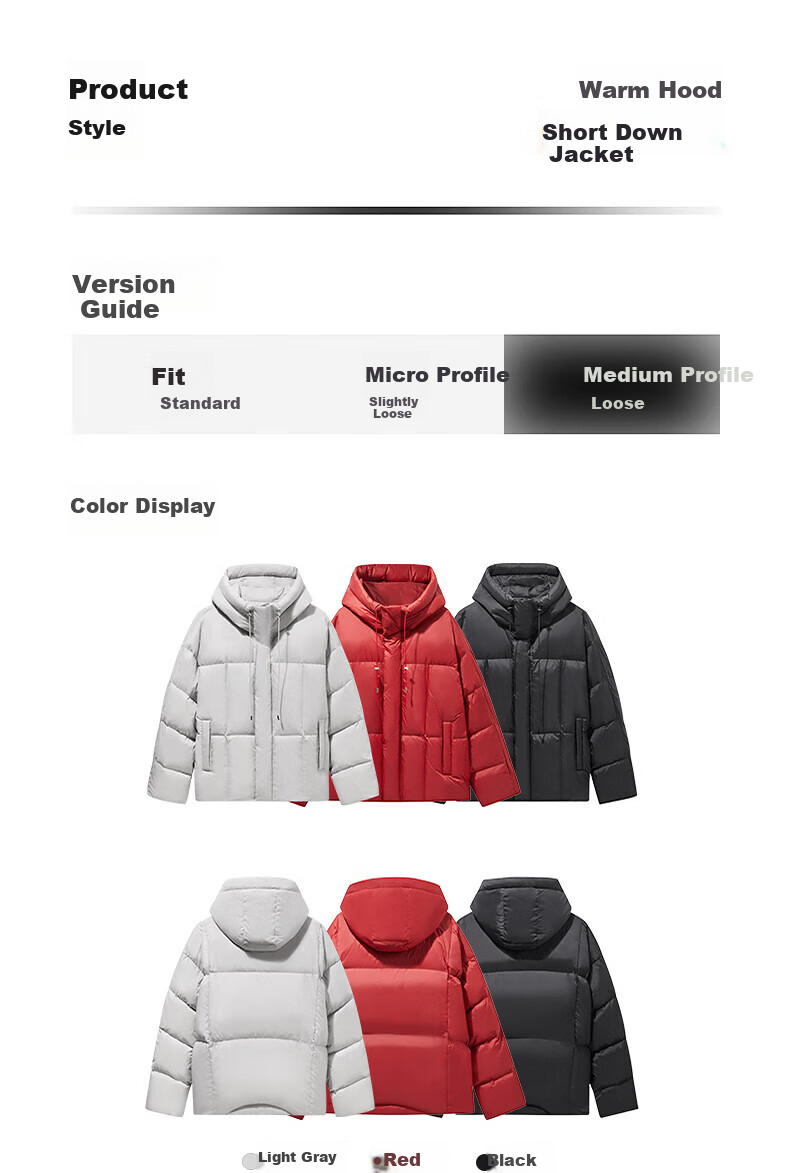 GXG Men's Fashionable Lightweight Hooded down Jacket, Winter 2024 New Product, Black, Size 180/XL 7