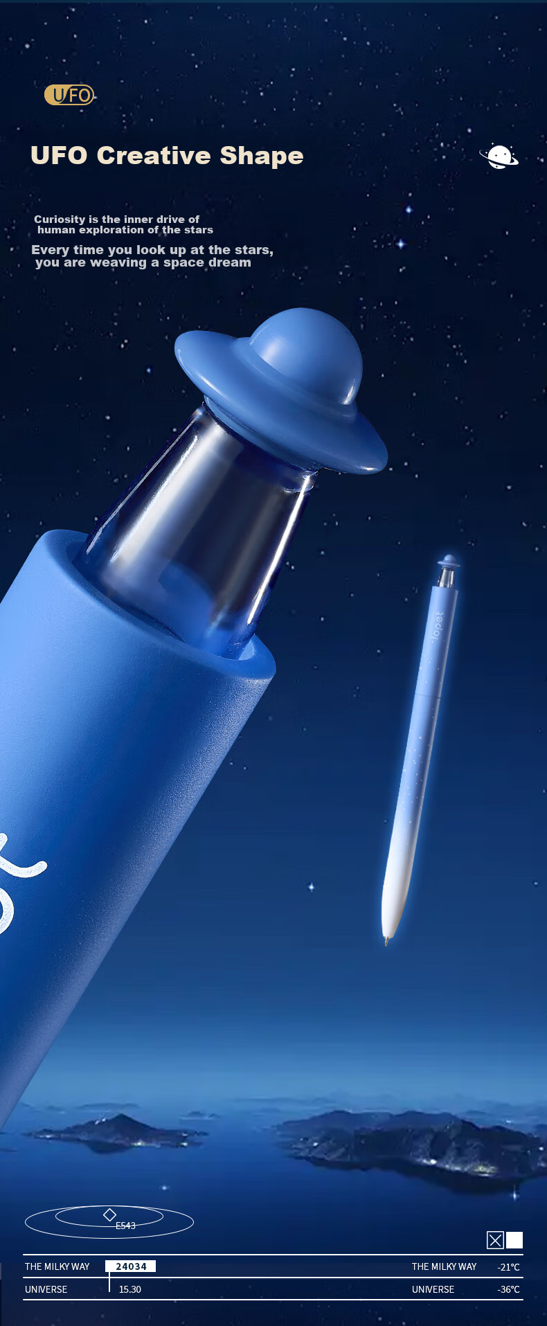 LOPET Rocket Star Galaxy Gel Pen, Quick-Drying, High Aesthetic Value, Exam Pen for Students, 0.5mm Black Pen, Smooth Writing for Middle School Students, Black Ink Pen, Signature Pen, Ballpoint Pen LT-1393 [Advancement] 2
