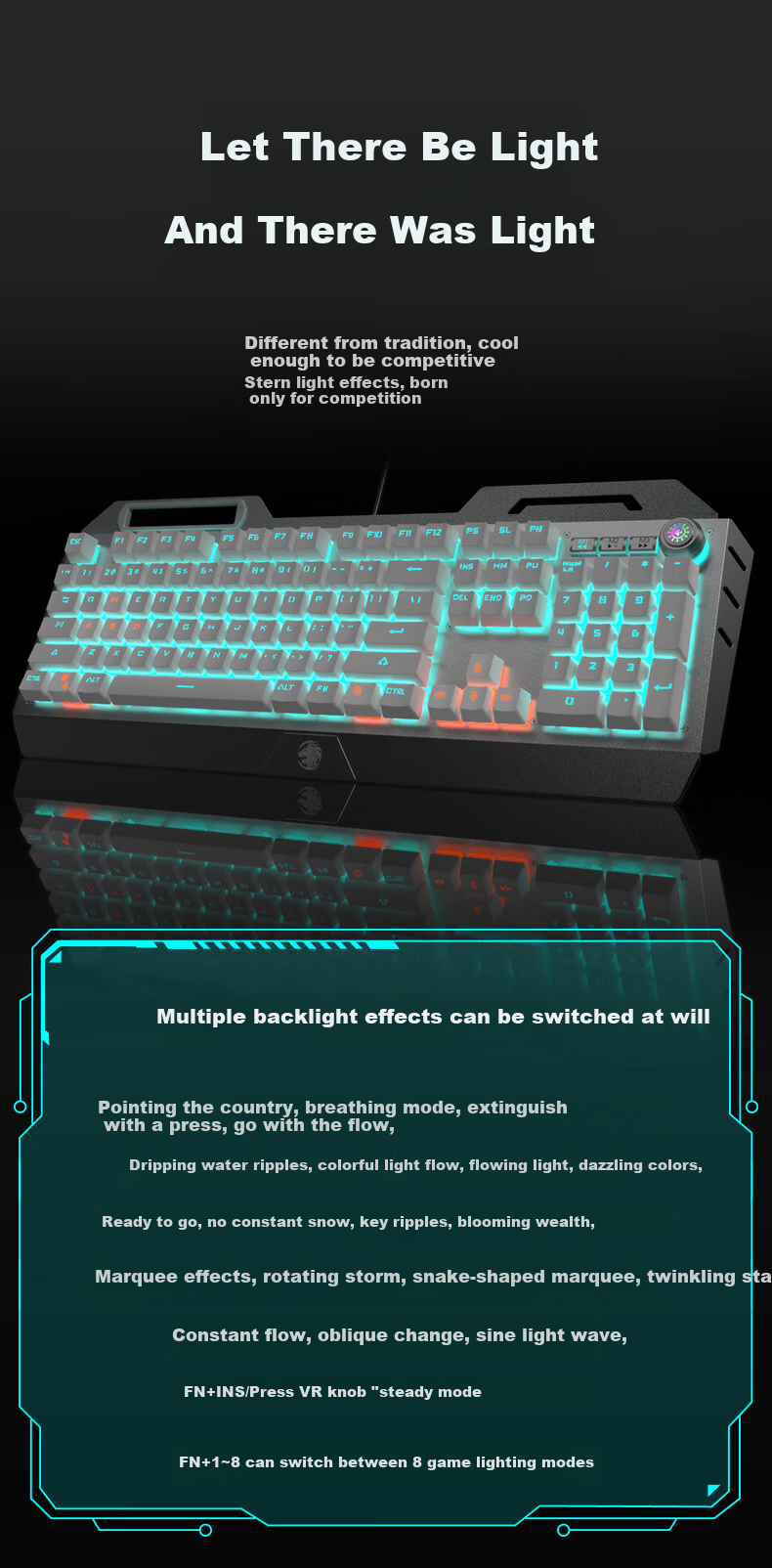 EWEADN TK900 Mechanical Keyboard And Mouse Combo Set for Gaming, Wired Desktop And Laptop External Office Keyboard And Mouse with Blue Switches, 104 Keys, Black with Ice Blue Light 6