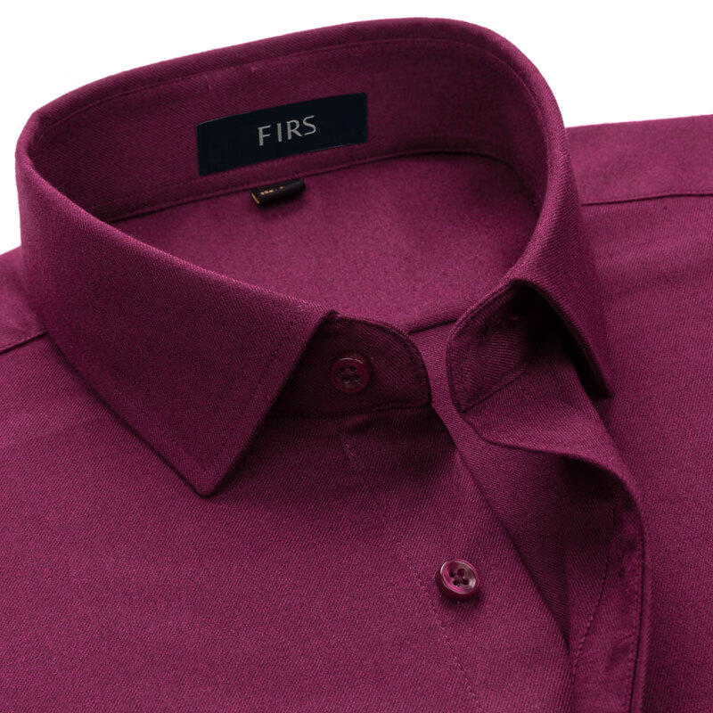 FIRS Machine-Washable Merino Wool Long Sleeve Shirt Men Autumn Mid-Young Luxury Business Versatile Red 38