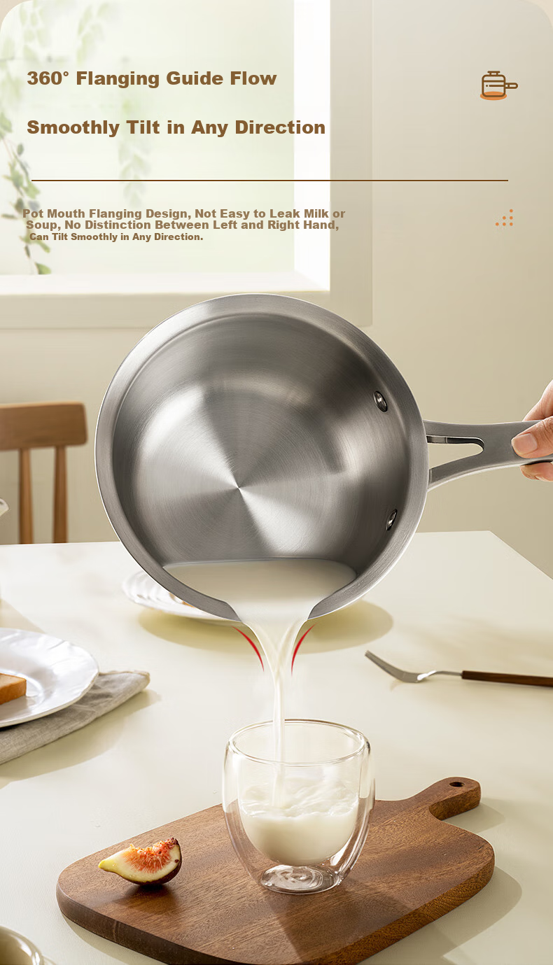 Kobach Non-Stick Milk Pot, Thickened 316L Stainless Steel, Uncoated Baby Food Pot, Three-Layer Composite Bottom, Suitable for Stove And Oven, 16cm 7